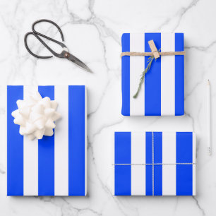 Blue & White Vertical Stripe Sailor Pattern Wrapping Paper Sheet