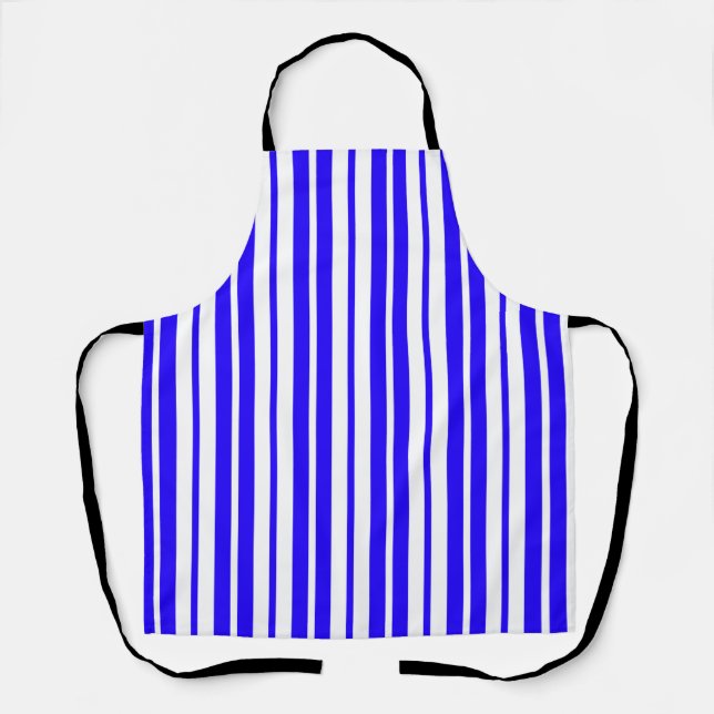 Blue White Vertical Stripes Pattern Apron (Front)