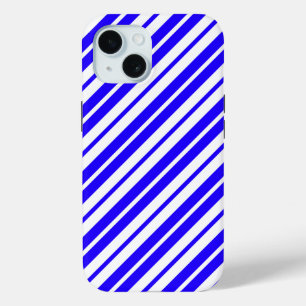 Blue White Vertical Stripes Pattern iPhone 15 Case