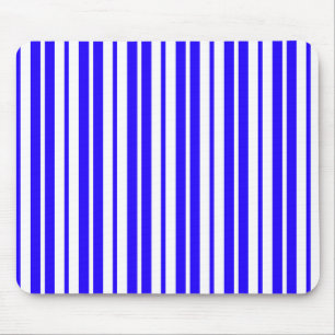 Blue White Vertical Stripes Pattern Mouse Mat