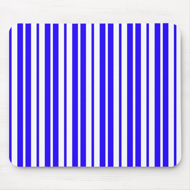 Blue White Vertical Stripes Pattern Mouse Mat (Front)