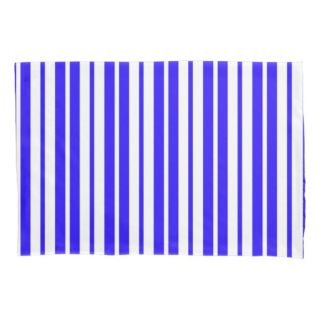 Blue White Vertical Stripes Pattern Pillowcase (Front)