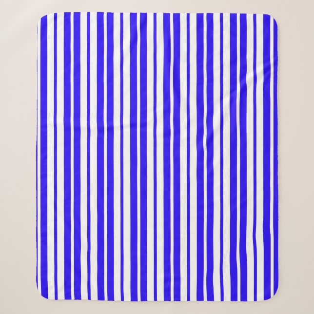 Blue White Vertical Stripes Pattern Sherpa Blanket (Front)