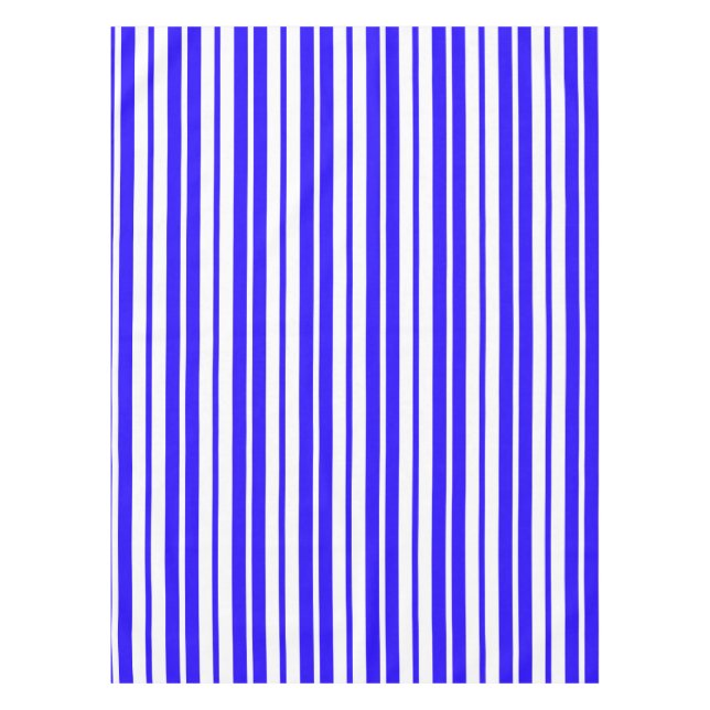 Blue White Vertical Stripes Pattern Tablecloth (Front)