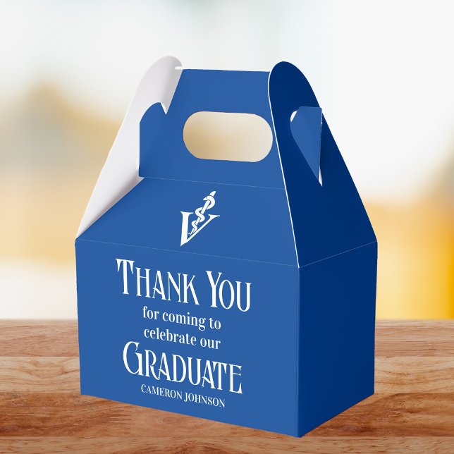 Blue White Veterinary School Graduation Party Favour Box (Creator Uploaded)