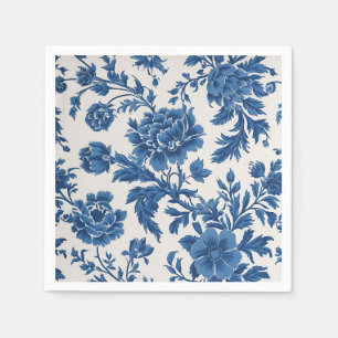 Blue & White Victorian-inspired Floral Print Napkin