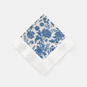 Blue & White Victorian-inspired Floral Print Napkin