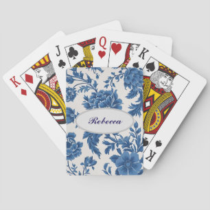Blue & white Victorian-inspired Floral Print Playing Cards