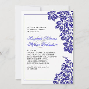 blue & white vineyard rehearsal dinner invites