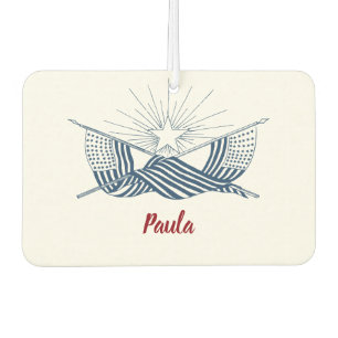 Blue & White Vintage American Flags w/Shining Star Car Air Freshener