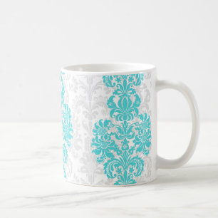 Blue & White Vintage Floral Damasks Coffee Mug