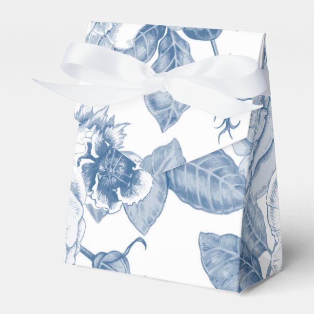 blue white Vintage floral party favour box (Front Side)