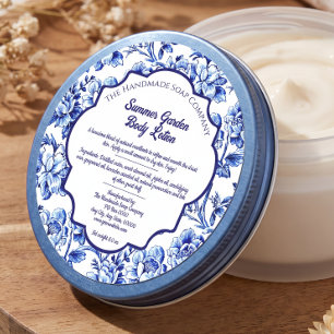 Blue & White Vintage Floral Soap Cosmetics Label
