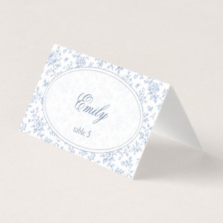 Blue & White Vintage Floral Wedding Card Folded Ca