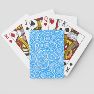 Blue & White Vintage Paisley Damasks Pattern Playing Cards