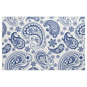 Blue & White Vintage Paisley Pattern Fabric