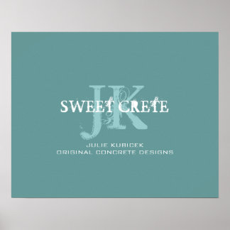 Blue White Vintage Shop Business Monogram Logo Poster