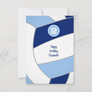blue white volleyball birthday or congratulations card