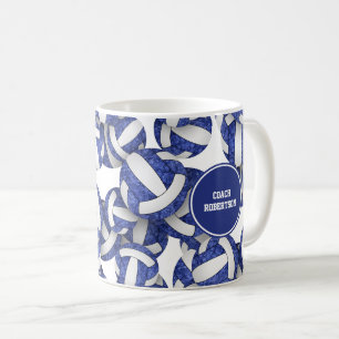 blue white volleyball team colours coach name coffee mug