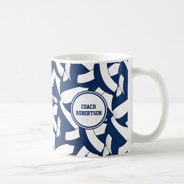 blue white volleyball team colours coach thanks coffee mug (Right)