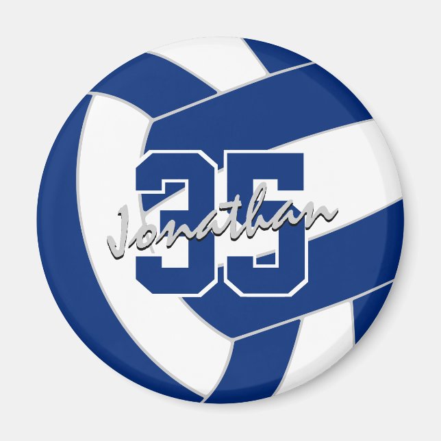 blue white volleyball team colours gifts magnet (Front)