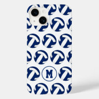 blue white volleyballs pattern with monogram