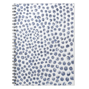 Blue White Watercolor Blueberry Fruit Notebook