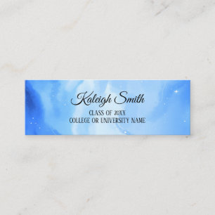 Blue White Watercolor Graduation Insert Name Card