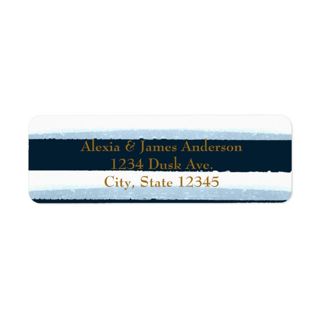 Blue & White Watercolor Stripes Address Labels (Front)