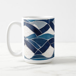 Blue White Wave Pattern 01 Coffee Mug