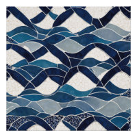 Blue White Wave Pattern 01