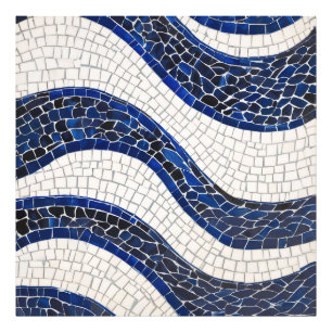 Blue White Wave Pattern 04 Photo Print