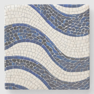 Blue White Wave Pattern 04 Stone Coaster