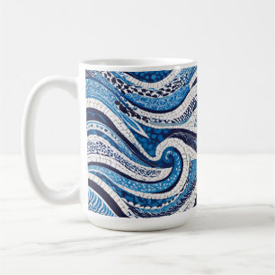 Blue White Wave Pattern 05 Coffee Mug