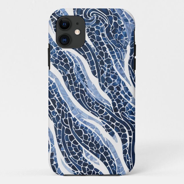Blue White Wave Pattern 15 Case-Mate iPhone Case (Back)