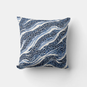 Blue White Wave Pattern 15 Cushion