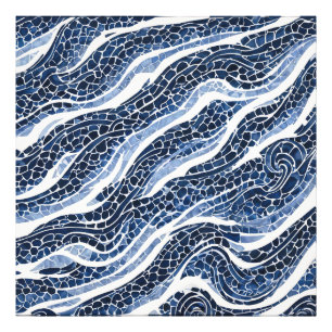Blue White Wave Pattern 15 Photo Print