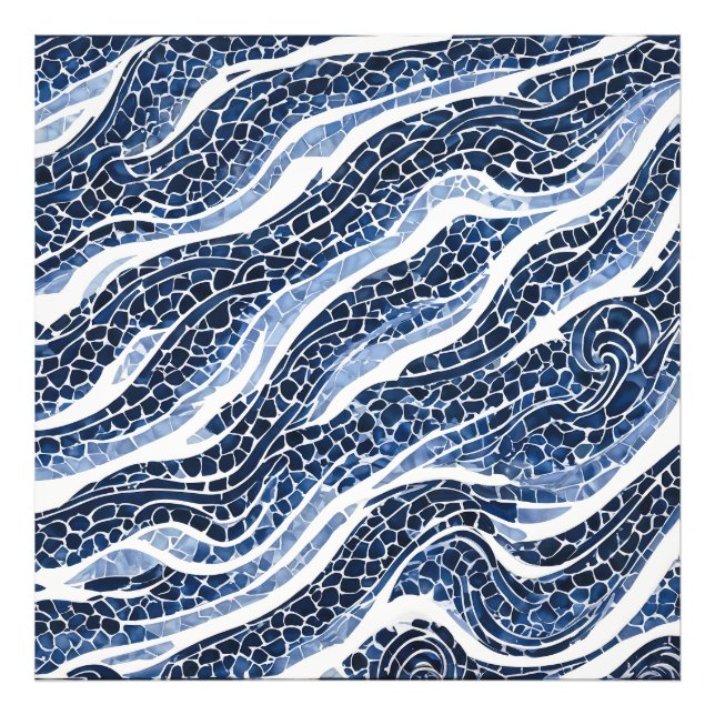 Blue White Wave Pattern 15 Photo Print (Front)