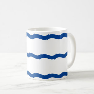 Blue white waves stripes nautical pattern coffee mug