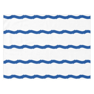 Blue white waves stripes nautical pattern tablecloth