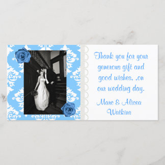 Blue & White Wedding Photo Thank You Card