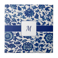Blue White Wildflower French Country Custom Name