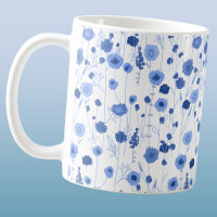 Blue White Wildflower Meadow Botanical Floral Art