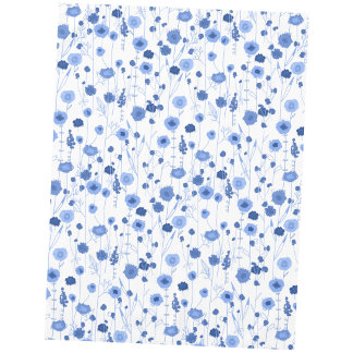 Blue White Wildflower Meadow Botanical Floral Art Tablecloth