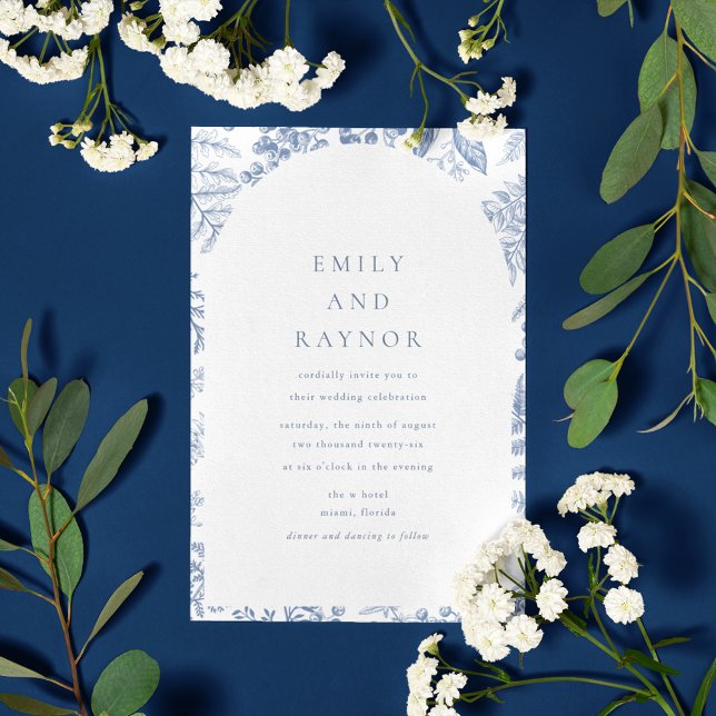Blue White Willow Floral Wedding Invitation (Blue White Willow Floral Wedding Invitation)