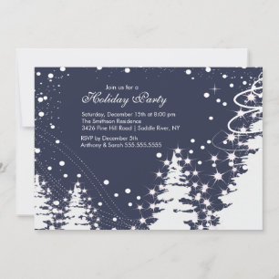 Blue & White Winter Holiday Party Invitation