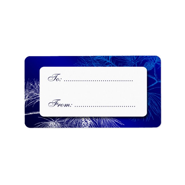 Blue White Winter Pine Custom Gift Tag (Front)