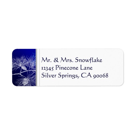 Blue White Winter Pine Custom Return Address Return Address Label