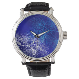 Blue White Winter Pine Watch