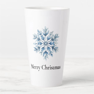 Blue White Winter Snowflake Christmas Latte Mug